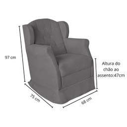 Poltrona Amamentação Cadeira Reforçada Balanço Puff Suede:cinza - 3