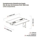 Ver imagem 3 de Complemento de Mesa Plataforma para Coworking para 2 Péssoas 120x120 120cm Industrial Walnut e Branco Marrom