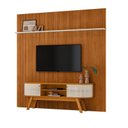 Ver imagem 1 de Painel Piso Teto New Guaporé com Rack Bancada Valência New Laguna Cinamomo Off White - Madetec