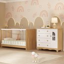 Ver imagem 1 de Berço 3 em 1 para Colchão 130x60cm com Cômoda 1 Porta 4 Gavetas Aurora Multimóveis Mp4762