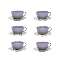 Conjunto de Xícara de Chá com Pires 06 Peças Lilac Oxford - 1