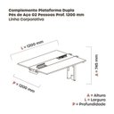 Ver imagem 3 de Complemento de Mesa Plataforma para Coworking para 2 Péssoas 120x120 120cm Industrial Grafito e Branco Cinza