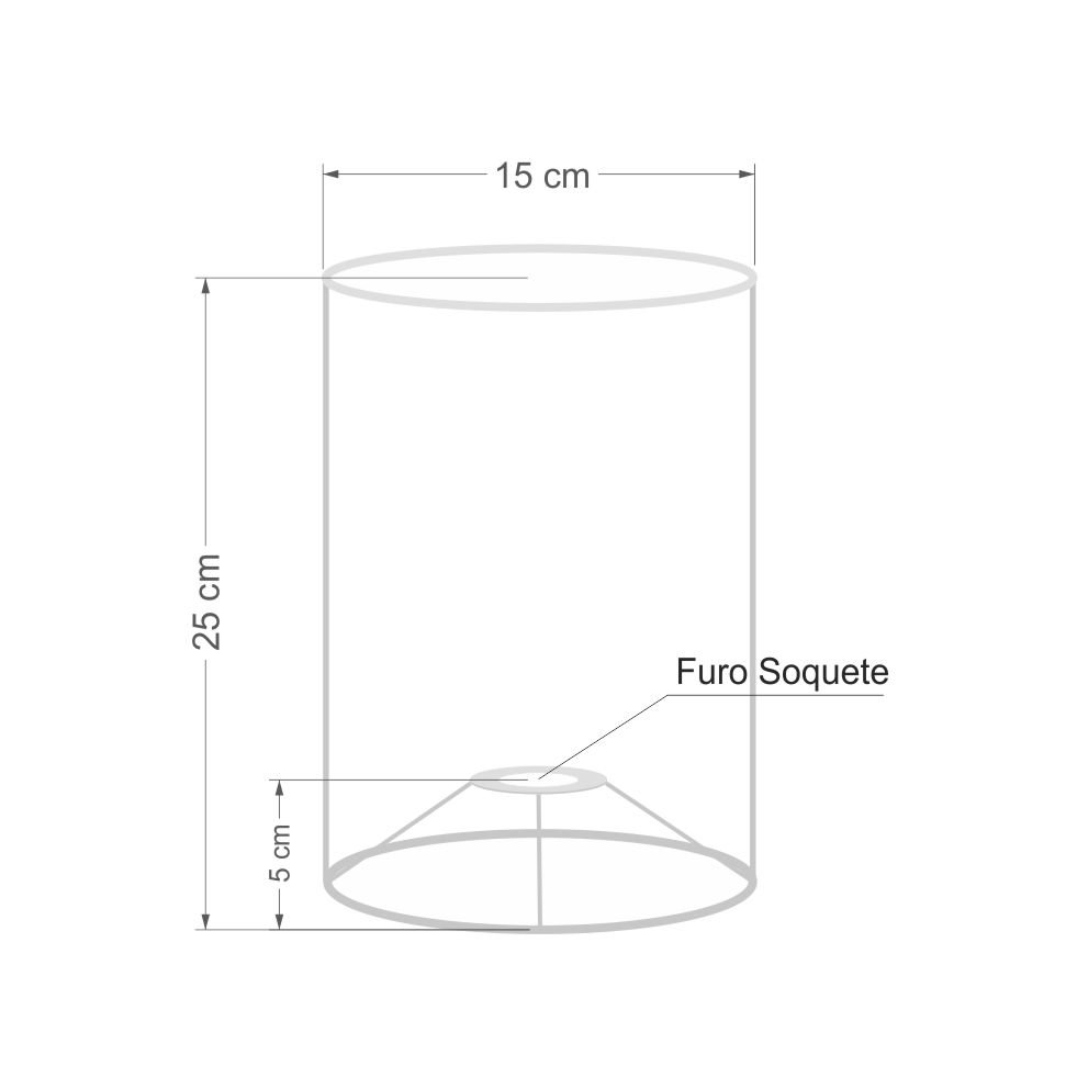 Cúpula Abajur e Luminária em Tecido Cilíndrica Vivare Cp-8004 Ø15x25cm - Bocal Europeu - Preto - 3