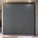Ver imagem 1 de Guarda Roupa 6 Portas Abrir 230 cm X 240 cm para Quarto ou Closet 100% MDF Cor:Cinza e Peroba