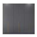 Ver imagem 2 de Guarda Roupa 6 Portas Abrir 230 cm X 240 cm para Quarto ou Closet 100% MDF Cor:Cinza e Peroba