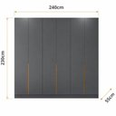 Ver imagem 3 de Guarda Roupa 6 Portas Abrir 230 cm X 240 cm para Quarto ou Closet 100% MDF Cor:Cinza e Peroba