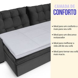 Pillow Top para Sofá Retrátil e Reclinável Almofada 200x100cm Bf Colchões - 6