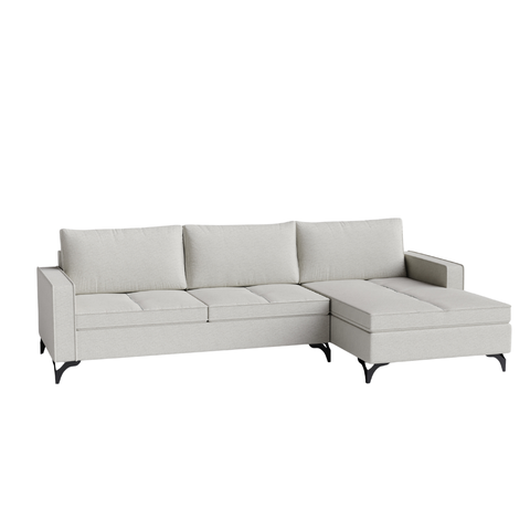 Sofá 3 Lugares Living Fixo Viena com Chaise 2,40m em Linho:bege Mesclado