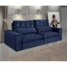 Sofá Retrátil e Reclinável Molas Ensacadas 3 Lugares Madri Evidence Suede Azul Marinho - 2