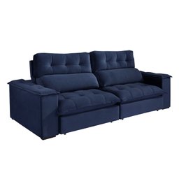 Sofá Retrátil e Reclinável Molas Ensacadas 3 Lugares Madri Evidence Suede Azul Marinho - 3