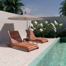 Conjunto 2 Espreguiçadeiras para Jardim em Madeira Maciça Chaise Long - 3