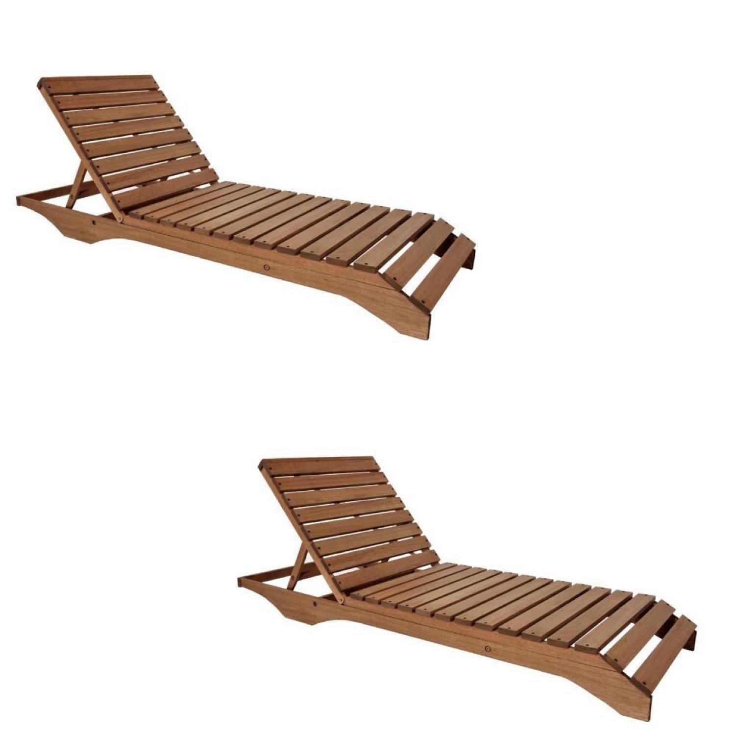 Conjunto 2 Espreguiçadeiras para Jardim em Madeira Maciça Chaise Long