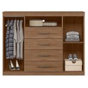 Ver imagem 5 de Guarda Roupa Casal Ripado 4 Portas Buriti com Espelho e Pés e Cômoda Havana Master Jatobá Acetinado