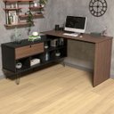 Ver imagem 1 de Mesa Escrivaninha Dubai 1 Porta Ipe/preto - Artany