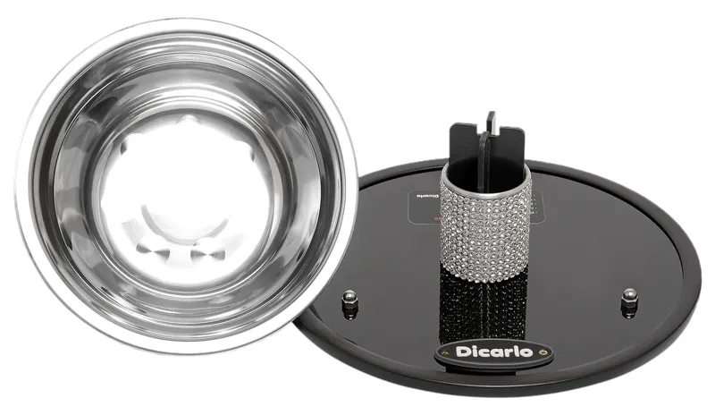 Comedouro ou bebedouro cães e gatos elevado destacável inox linha luxo strass prata - 2