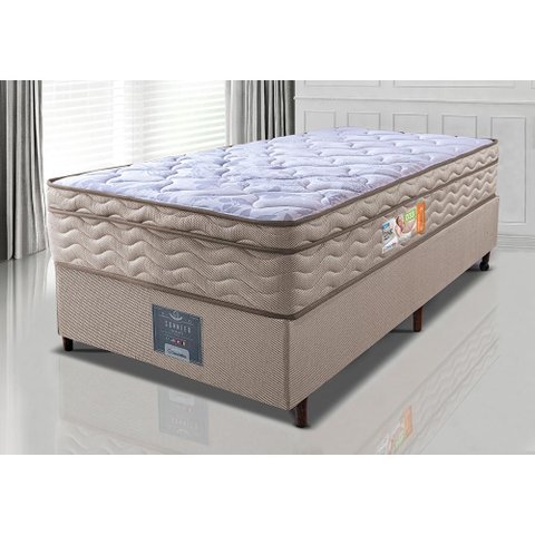 Cama Box Solteiro Colchão Ortofirm + Box 88x188x67 One Face Espuma D33 Dourado