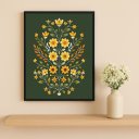Ver imagem 2 de Quadro Flores Verd e Am Folk Art 24x18cm Mold Preta Vidro