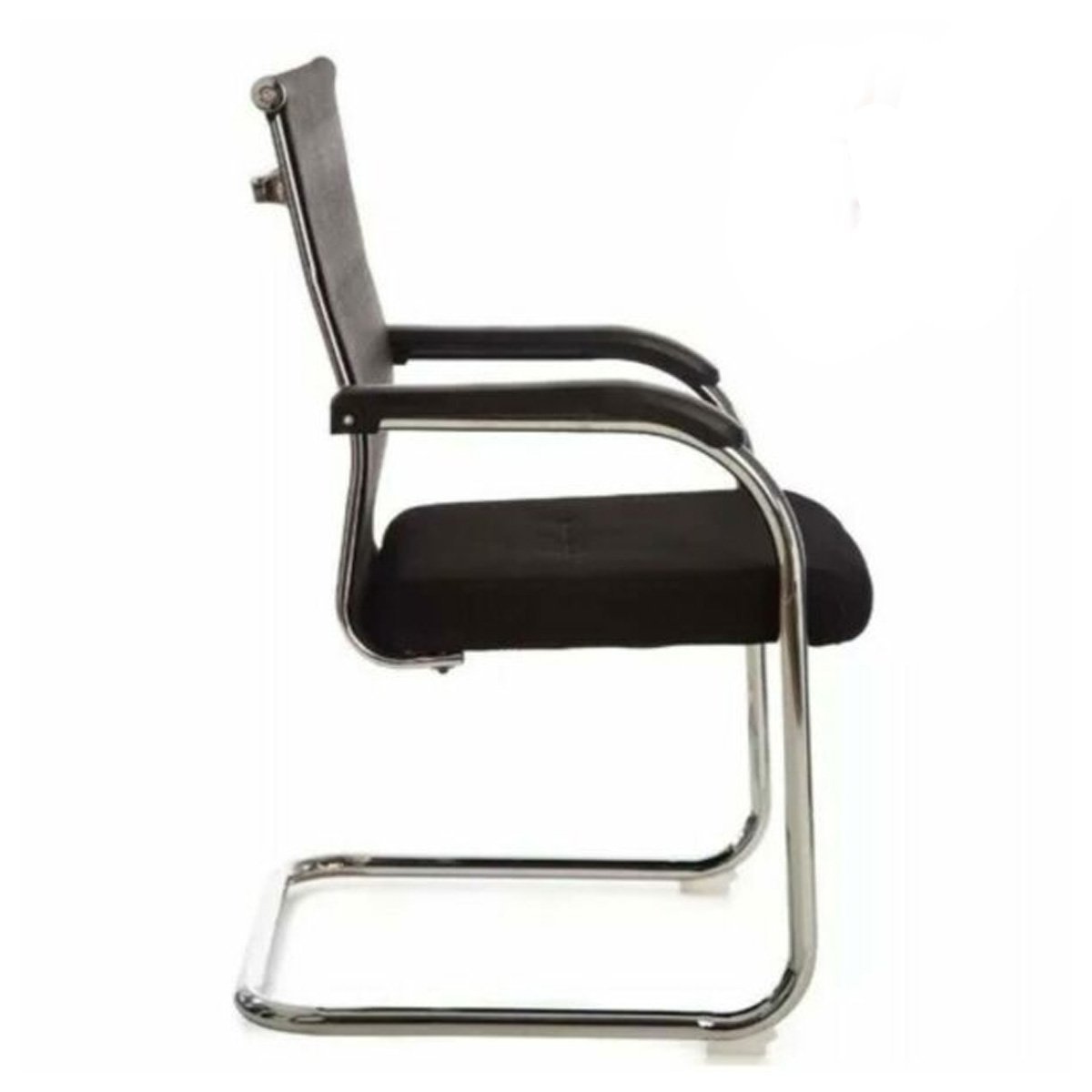Cadeira Interlocutor Tela Mesh (fixa) Cromada - Cor Preta - 22116 - 3