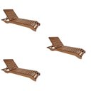 Ver imagem 1 de Conjunto 3 Espreguiçadeiras para Jardim em Madeira Maciça Chaise Long Marrom
