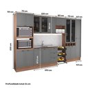 Ver mais imagens de Cozinha Completa com Balcão Milla Focus Plus 16 Portas 3 Gavetas MDF MDP 320cm Nogal com Cinza