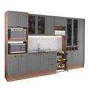 Ver imagem 3 de Cozinha Completa com Balcão Milla Focus Plus 16 Portas 3 Gavetas MDF MDP 320cm Nogal com Cinza