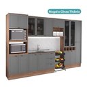 Ver imagem 5 de Cozinha Completa com Balcão Milla Focus Plus 16 Portas 3 Gavetas MDF MDP 320cm Nogal com Cinza