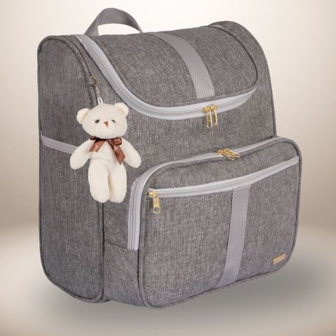 Mochila Bebê Infantil Maternidade 2 em 1 Faixa Menino Menina Amor:cinza