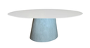 Ver imagem 1 de Mesa de Jantar Cone Cimento Queimado Oval 235x122cm Tampo Laca Branca