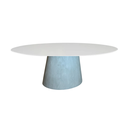 Ver imagem 1 de Mesa de Jantar Cone Cimento Queimado Oval 235x122cm Tampo Laca Branca