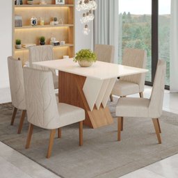 Conjunto Sala de Jantar Mesa Tampo Mdf 6 Cadeiras Jéssica Espresso Móveis - 1