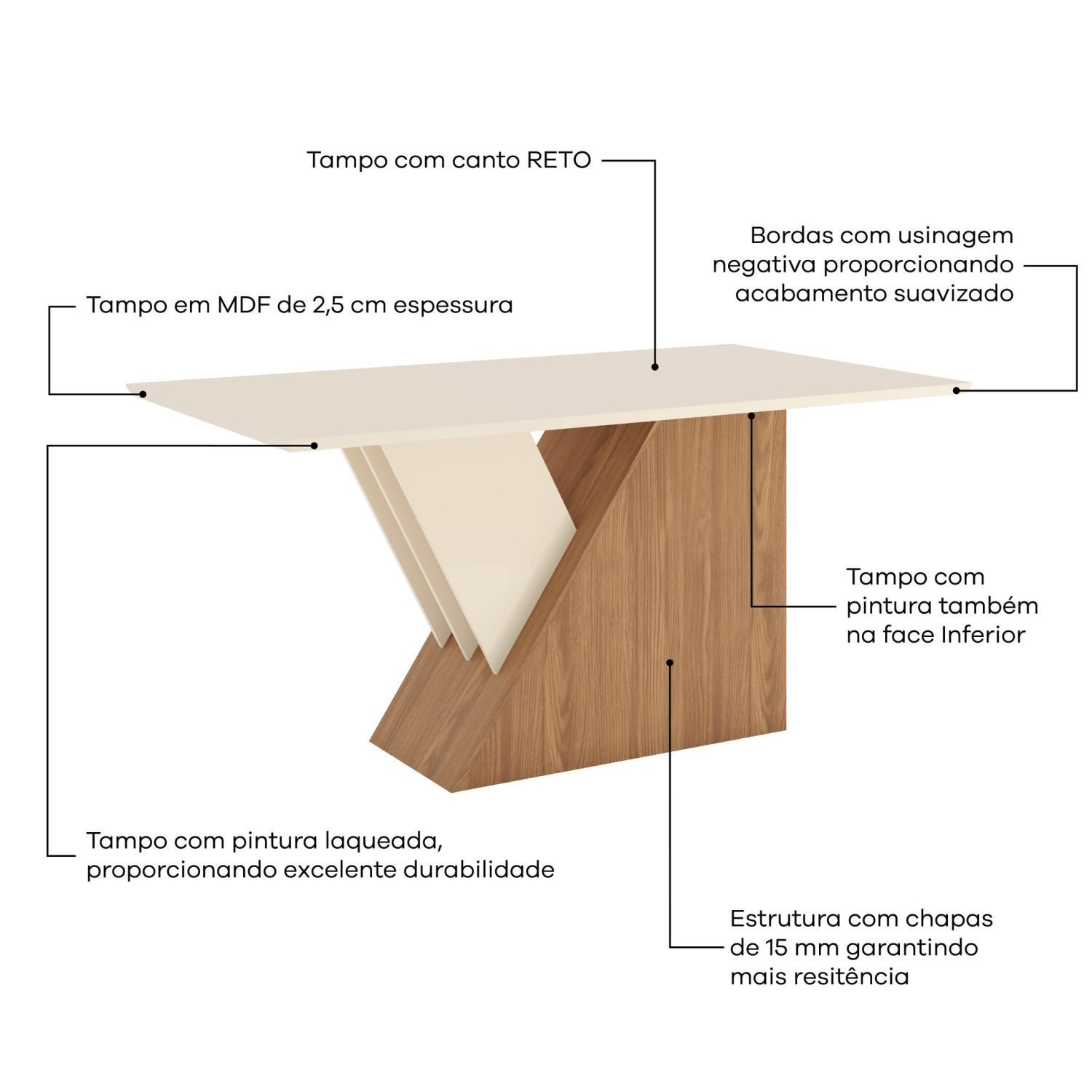 Conjunto Sala de Jantar Mesa Tampo Mdf 6 Cadeiras Jéssica Espresso Móveis - 6
