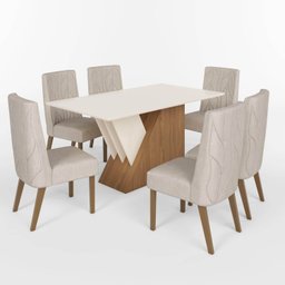 Conjunto Sala de Jantar Mesa Tampo Mdf 6 Cadeiras Jéssica Espresso Móveis - 2