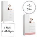 Ver imagem 3 de Cômoda Sapateira Quarto Mobi com 3 Gavetas e 1 Porta Branco Fosco/Rosa
