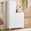Ver imagem 1 de Cômoda Sapateira Quarto Mobi com 3 Gavetas e 1 Porta Branco Fosco/Rosa