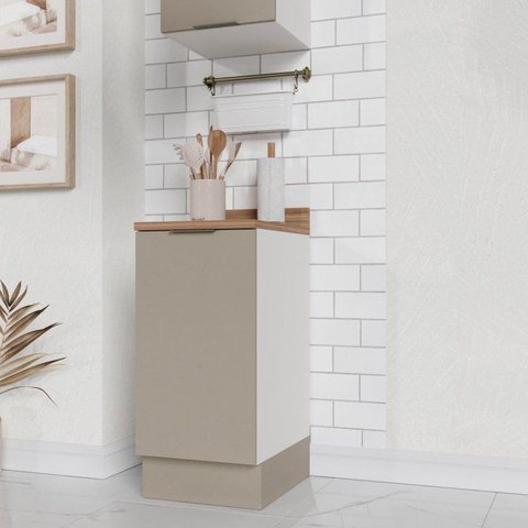 Balcão Planejado 1 Porta 40cm com Tampo com Rodapé Puxador 15cm Ipanema CabeCasa MadeiraOriginals