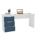 Ver imagem 3 de Mesa para Escritório Madri 3 Gavetas Azul/branco - Politorno