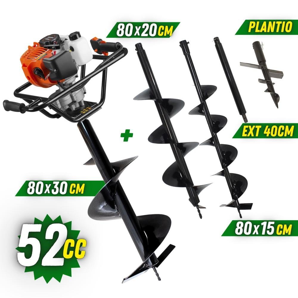 Perfurador de Solo Trado Motorizado Á Gasolina Tekna Ea52xs Kit de