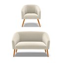 Ver imagem 1 de Kit 1 Sofá Namoradeira e 1 Poltrona Stella Bouclê Pés Palito Castanho - D'Rossi Bege