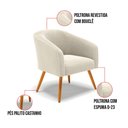 Ver imagem 6 de Kit 1 Sofá Namoradeira e 1 Poltrona Stella Bouclê Pés Palito Castanho - D'Rossi Bege