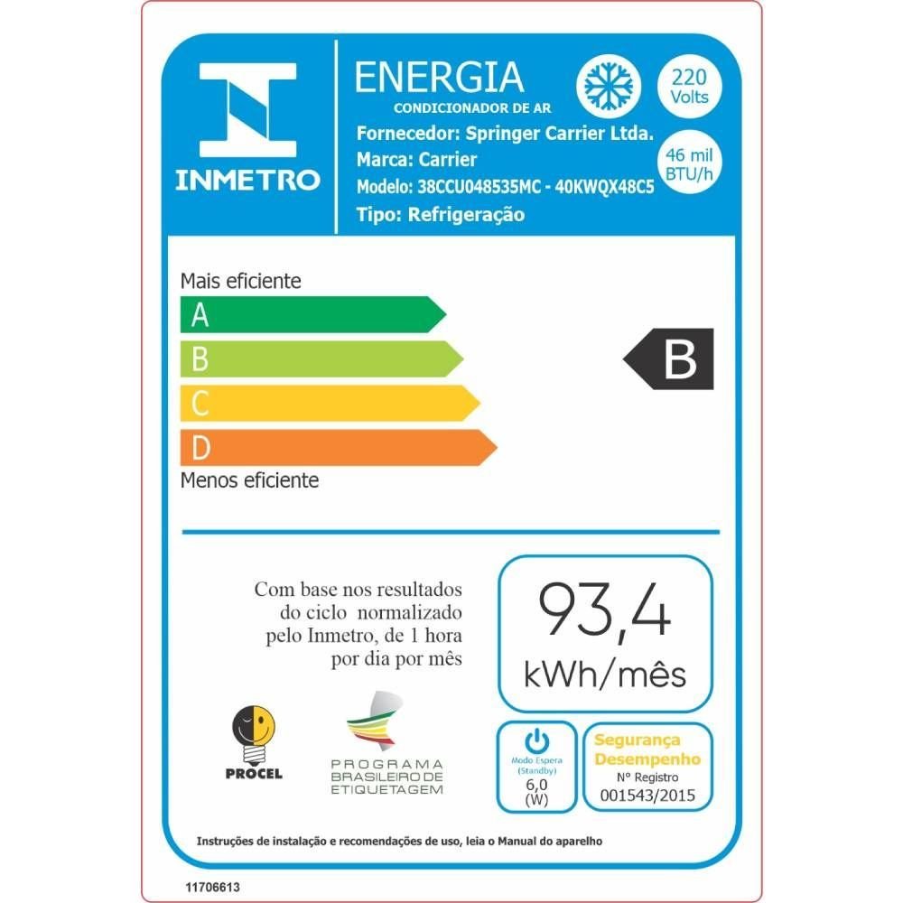 Ar Condicionado Split Cassete Carrier Frio 46000 Btus 220v Monofásico 38ccu048535mc - 5