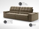 Ver imagem 3 de Sofá com Porta Copos e Carregador Usb Ret Rec Luke 2,30m Veludocristal Castor - Netsofas