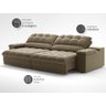 Sofá com Porta Copos e Carregador Usb Ret Rec Luke 2,30m Veludocristal Castor - Netsofas - 4