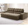 Sofá com Porta Copos e Carregador Usb Ret Rec Luke 2,30m Veludocristal Castor - Netsofas - 1
