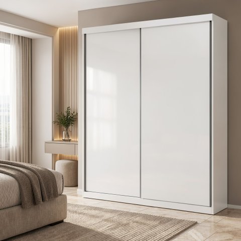 Guarda-Roupa Solteiro 2 Porta de Correr Luna Yescasa Branco