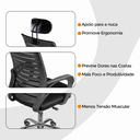 Ver imagem 7 de Kit 2 Cadeiras de Escritório Secretaria Diretor Roma Ergonômica com Apoio de Nuca