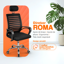 Ver imagem 3 de Kit 2 Cadeiras de Escritório Diretor Roma Preta Encosto Mesh Giratória 360°