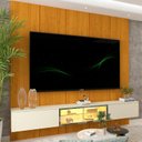 Ver imagem 7 de Estante para TV e Home Theater até 84 Polegadas com 100% MDF 222,5cmx250cm Led Realce Luminare Marrom Naturale/Off White