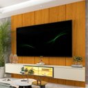 Ver imagem 1 de Estante para TV e Home Theater até 84 Polegadas com 100% MDF 222,5cmx250cm Led Realce Luminare Marrom Naturale/Off White