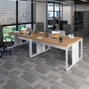 Ver imagem 1 de Plataforma de Trabalho 4 Pessoas 3,00m X 1,20m Pés Metal F5 Cor:macadâmia com Branco