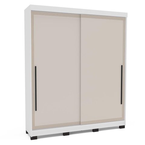 Roupeiro Valência 2 Portas de Correr 2 Gavetas 177x213cm Branco/Creme 240835